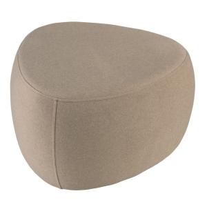 Pouf forme galet en tissu effet velours beige foncé