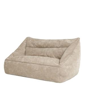 Pouf géant canapé en tissu chenille texturé beige