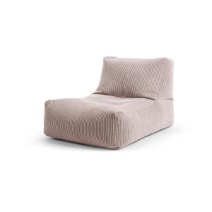 Pouf grand confort avec dossier en velours rose 65x100x65 cm