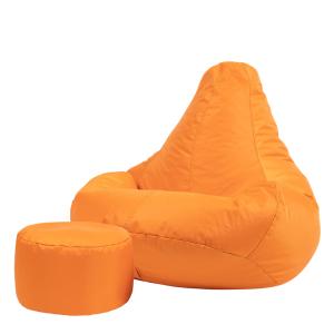 Pouf inclinable avec repose-pied extérieur orange
