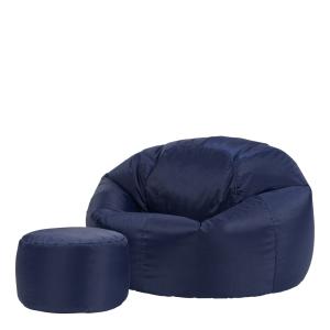 Pouf intérieur et extérieur avec repose-pieds bleu marine