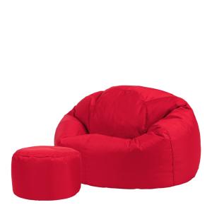 Pouf intérieur et extérieur avec repose-pieds rouge