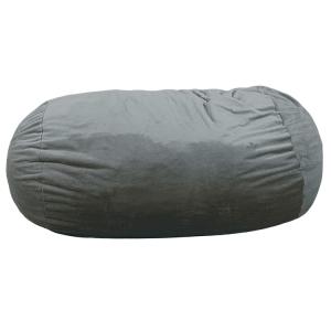 Pouf long géant déhoussable fausse fourrure gris 160 cm