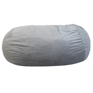 Pouf long géant déhoussable fausse fourrure gris clair 160…