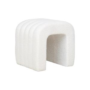 Pouf moderne en tissu bouclé blanc