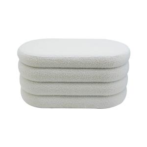 Pouf ovale de rangement en tissu blanc