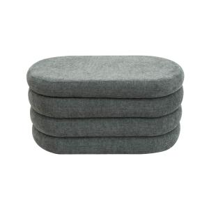 Pouf ovale de rangement en tissu gris