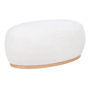 Pouf  ovale en tissu bouclé blanc socle en mdf