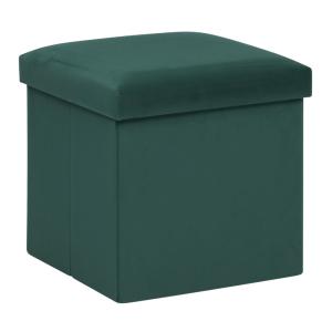 Pouf pliant à rangement polyester vert sapin 38 x 38