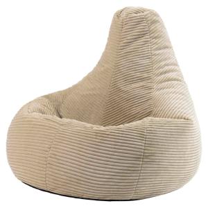 Pouf poire à dossier haut velours côtelé beige galet