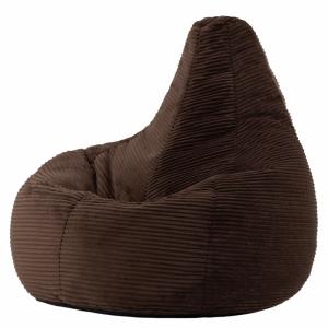 Pouf poire à dossier haut velours côtelé brun chocolat