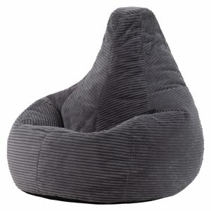 Pouf poire à dossier haut velours côtelé gris anthracite