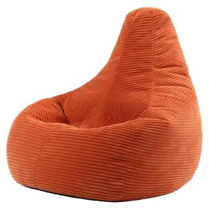 Pouf poire à dossier haut velours côtelé orange terracotta…
