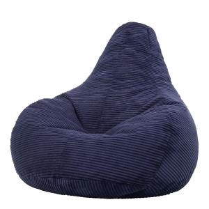 Pouf poire à dossier incliné velours côtelé bleu marine