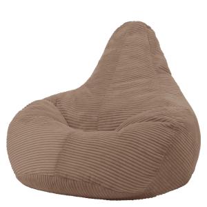 Pouf poire à dossier incliné velours côtelé brun moka