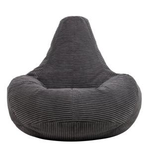 Pouf poire à dossier incliné velours côtelé gris anthracite…