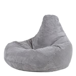 Pouf poire à dossier incliné velours côtelé gris clair