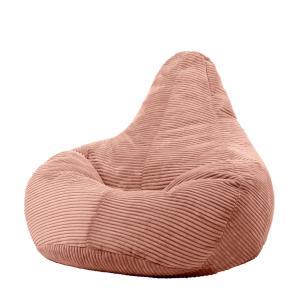 Pouf poire à dossier incliné velours côtelé rose aube
