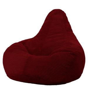 Pouf poire à dossier incliné velours côtelé rouge bordeaux…
