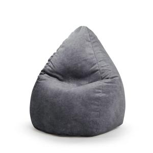 Pouf poire aspect cuir vielli gris 80x130 cm