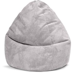 Pouf poire confort XXL velours grosse cote gris clair 80x13…