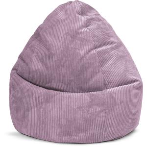 Pouf poire confort XXL velours grosse cote mauve 80x130cm