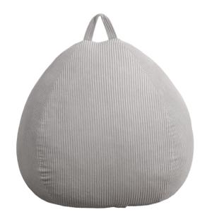 Pouf poire déhoussable velours côtelé - 105x85 cm gris clai…