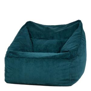 Pouf poire fauteuil velours côtelé bleu canard