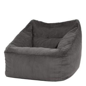 Pouf poire fauteuil velours côtelé gris anthracite