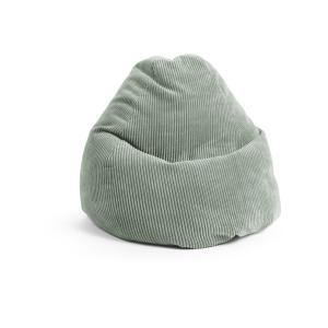 Pouf poire XL d'intérieur velours grosse cote sauge 70x110