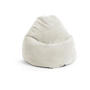 Pouf poire XXL d'intérieur velours grosse cote beige 80x130