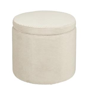 Pouf Pouffe Blanc cassé Bois H40.5
