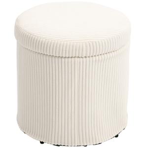 Pouf rangement 32 l velours côtelé beige