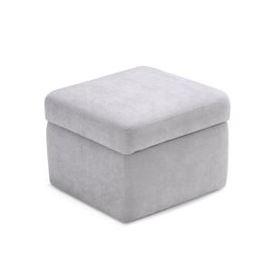 Pouf rangement en tissu chenille gris clair 110x45 cm