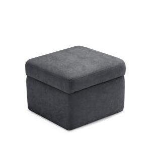 Pouf rangement en tissu chenille gris foncé 55x45 cm