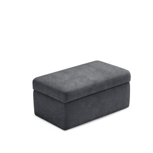 Pouf rangement en tissu chenille gris foncé 85x45 cm