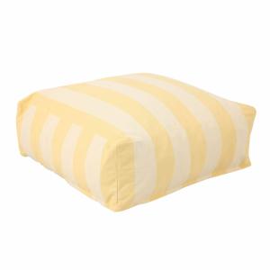 Pouf rayé pour salon de jardin modulable jaune clair