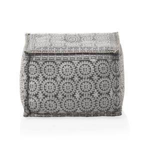 Pouf rectangulaire en textile coloris gris