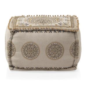 Pouf rectangulaire en textile coloris lin