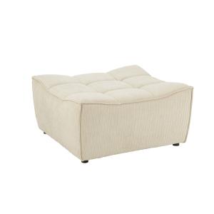 Pouf rectangulaire lounge en velours côtelé beige