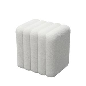 Pouf rembourré en tissu bouclette - Blanc
