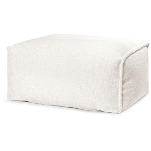 Pouf repose pied carré fourrure douce beige 55x65x30cm