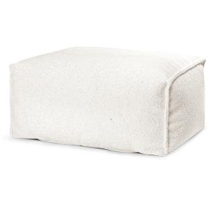 Pouf repose pied carré fourrure douce beige 55x65x35cm