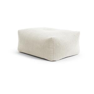 Pouf repose pied carré velours grosse cote  beige 55x65x35