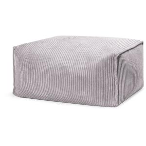 Pouf repose pied carré velours grosse cote gris clair 55x65…