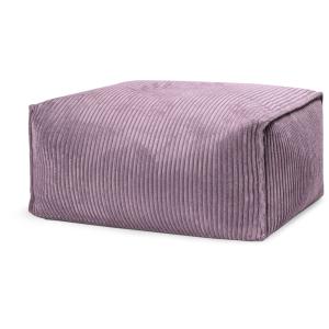 Pouf repose pied carré velours grosse cote mauve 55x65x30cm