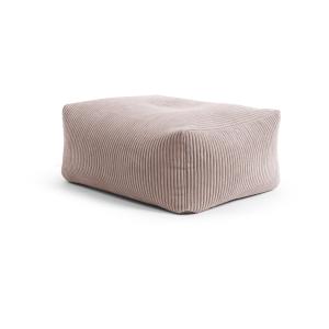 Pouf repose pied carré velours grosse cote  rose 55x65x35