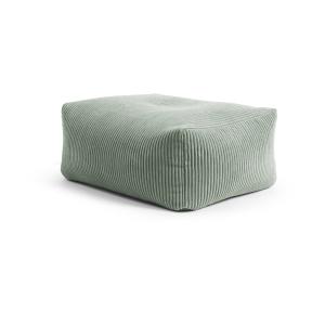 Pouf repose pied carré velours grosse cote  sauge 55x65x35