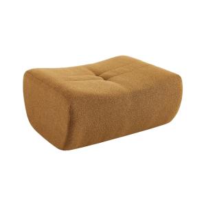 Pouf, repose-pieds bouclette texturée moutarde
