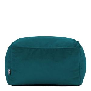 Pouf repose-pieds carré velours bleu canard